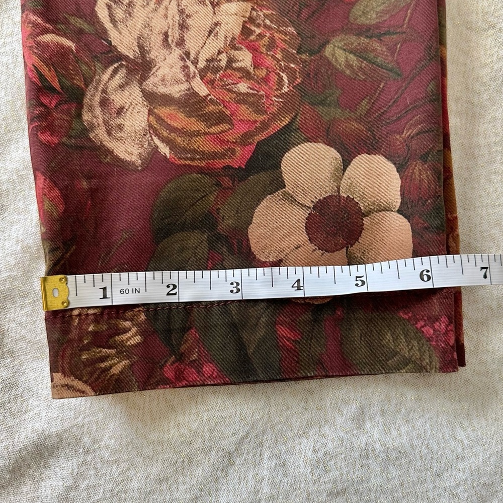 Talbots Floral Burgundy Pants Size 8 Straight Leg Floral Boho Fall Moody Autumn - Picture 10 of 10